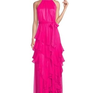 Alex Marie Vibrant Pink Halter Maxi Dress